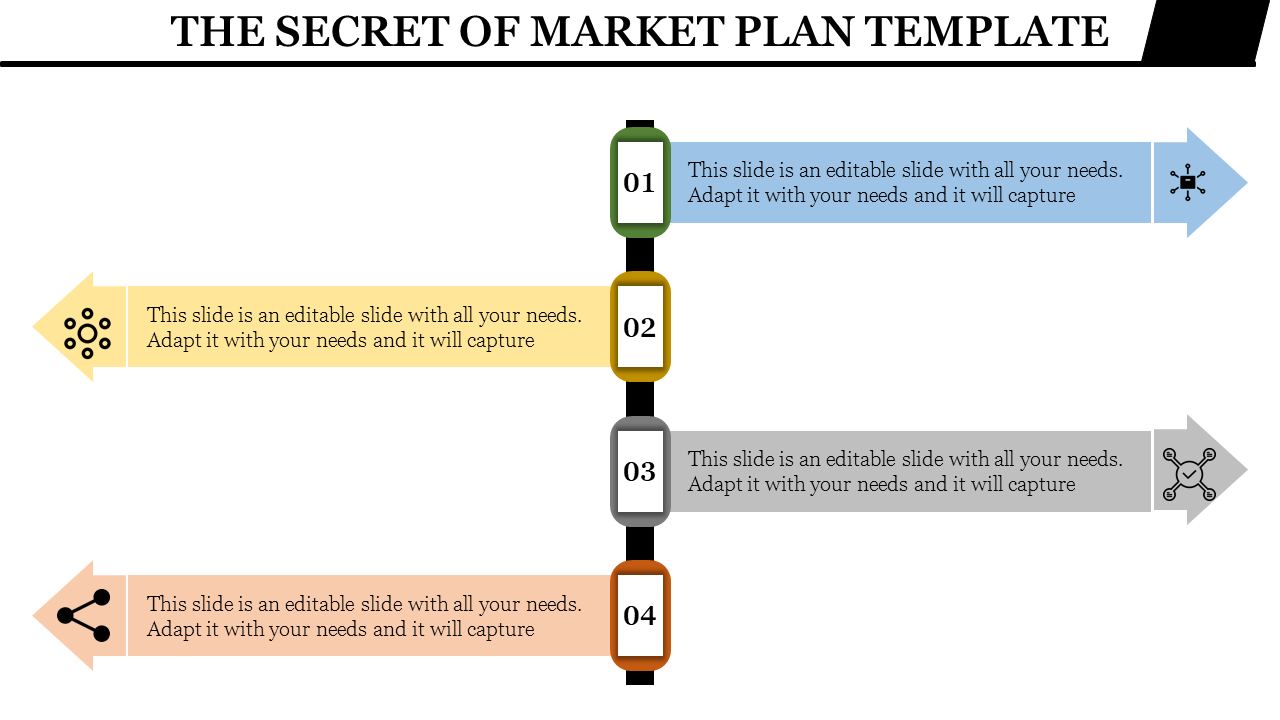 Free - Arrow Model Market Plan Template Slide PPT